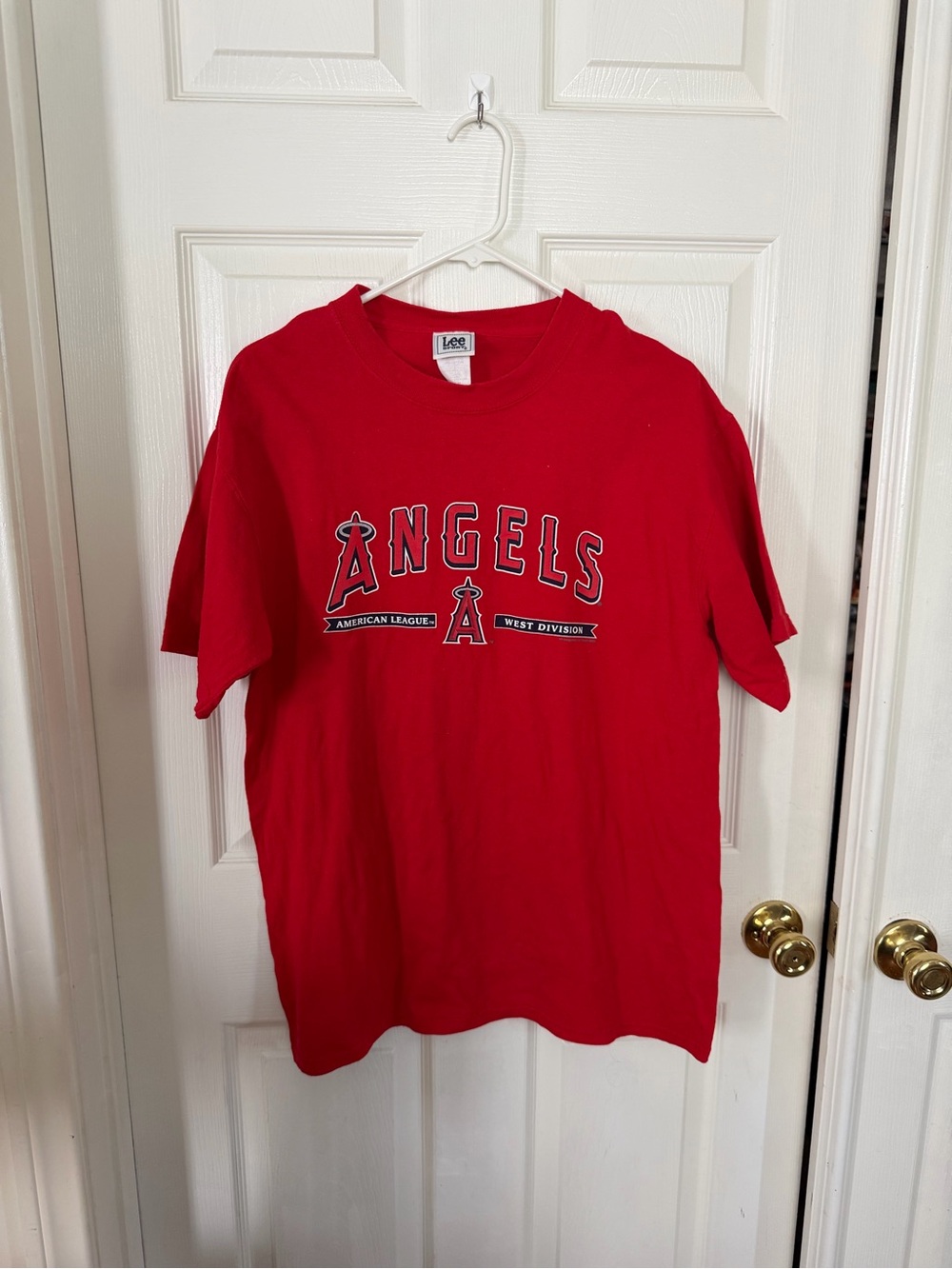 Vintage Anaheim Angels T Shirt Mens M Red Lee Sport Y2K